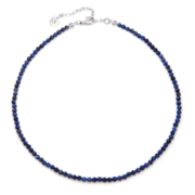 Niebieski choker ułożony w fomie koła na jasnym tle.
