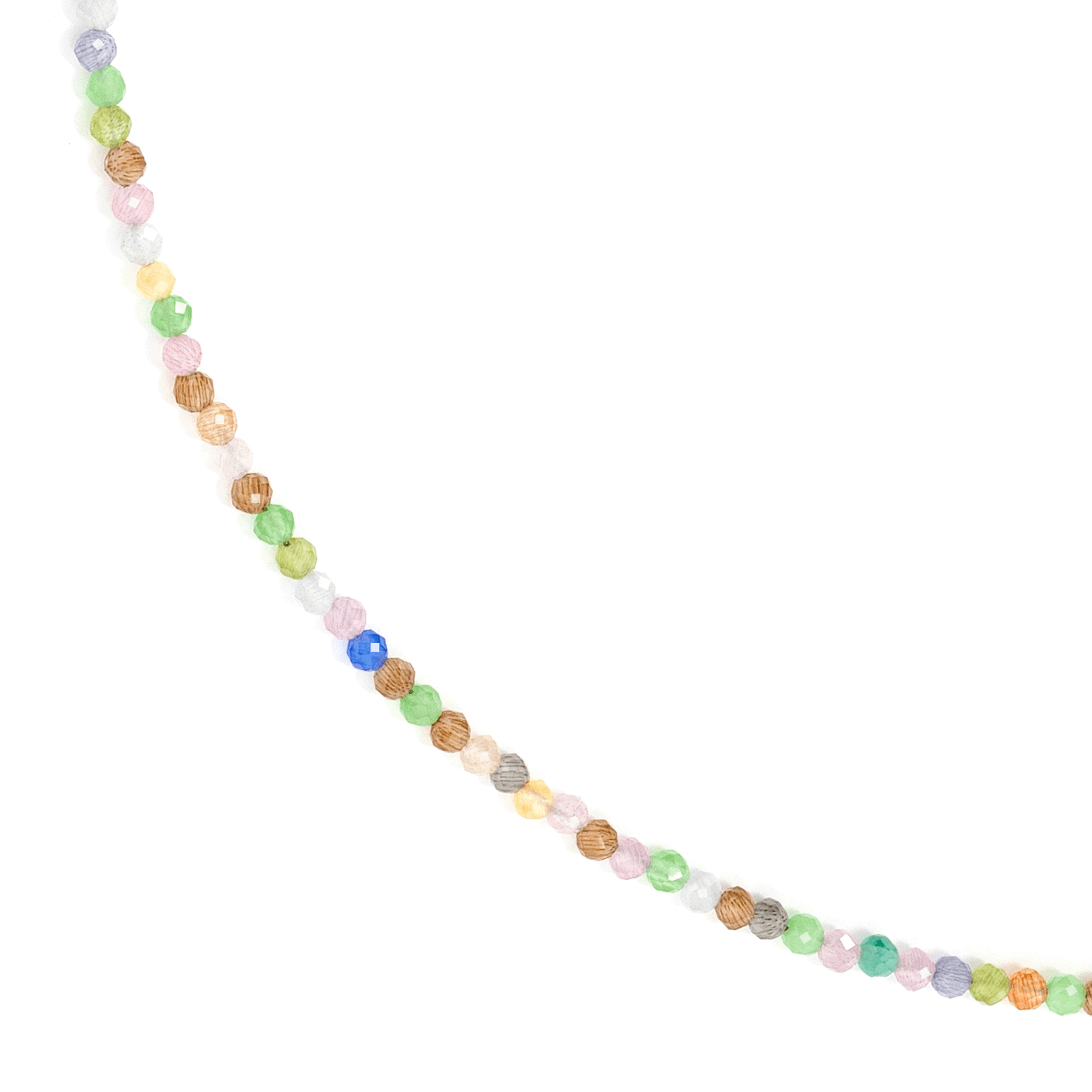 Colorful neck choker from gemstones on white background