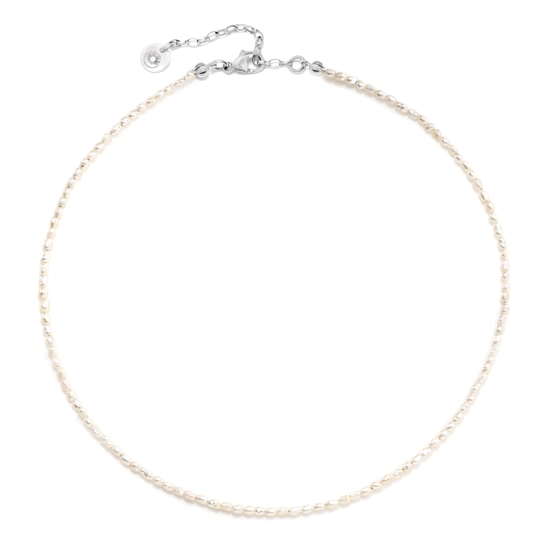 Pearl necklace choker with silver elements