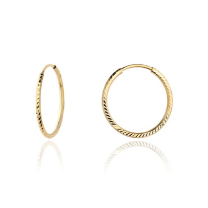 Gold earings round CLASSIC SHINE on white background