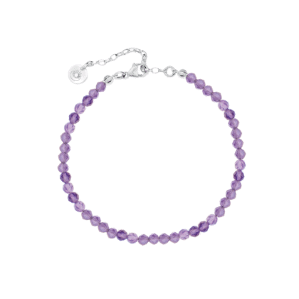 Bracelet with amethysts on a light background