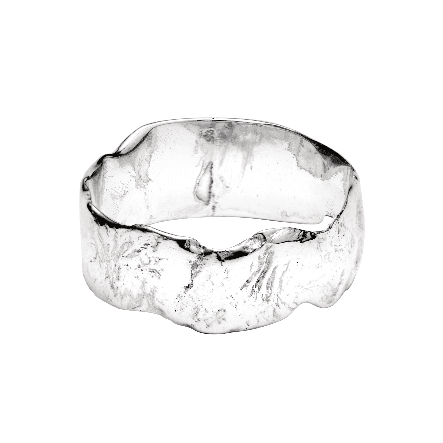 Silver irregular ring on a light background