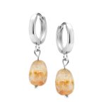 Srebrne kolczyki koła z cytrynem naturalnym