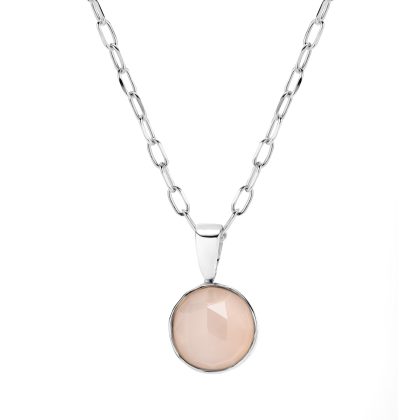 Naszyjnik srebrny różowy kamień
