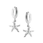 Srebrne kolczyki koła rozgwiazdy na jasnym tle