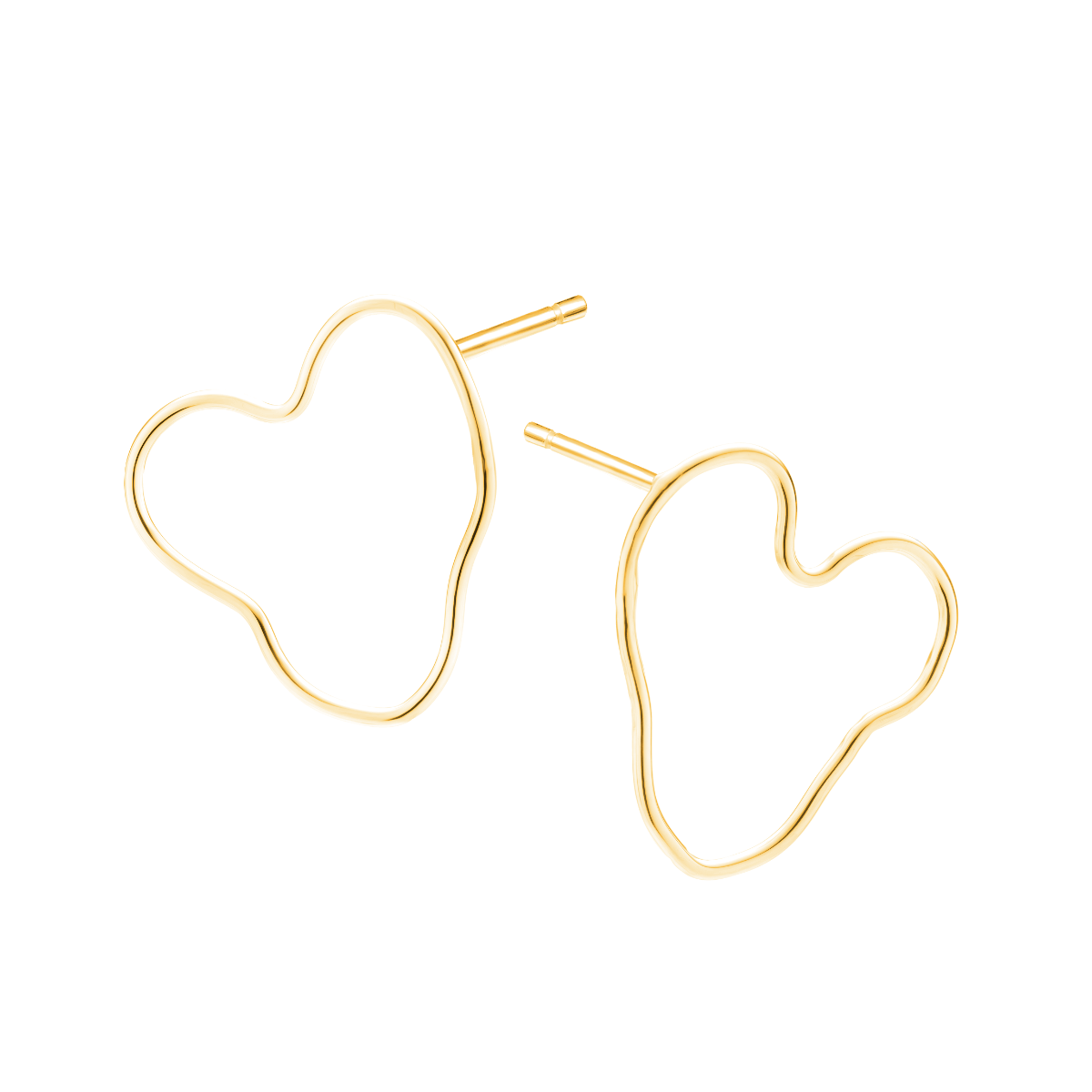 Pozłacane srebrne kolczyki serduszka na jasnym tle