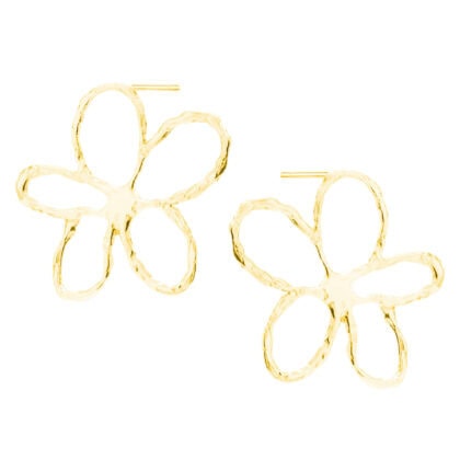 Kolczyki srebrne pozłacane kwiaty duże na jasnym tle