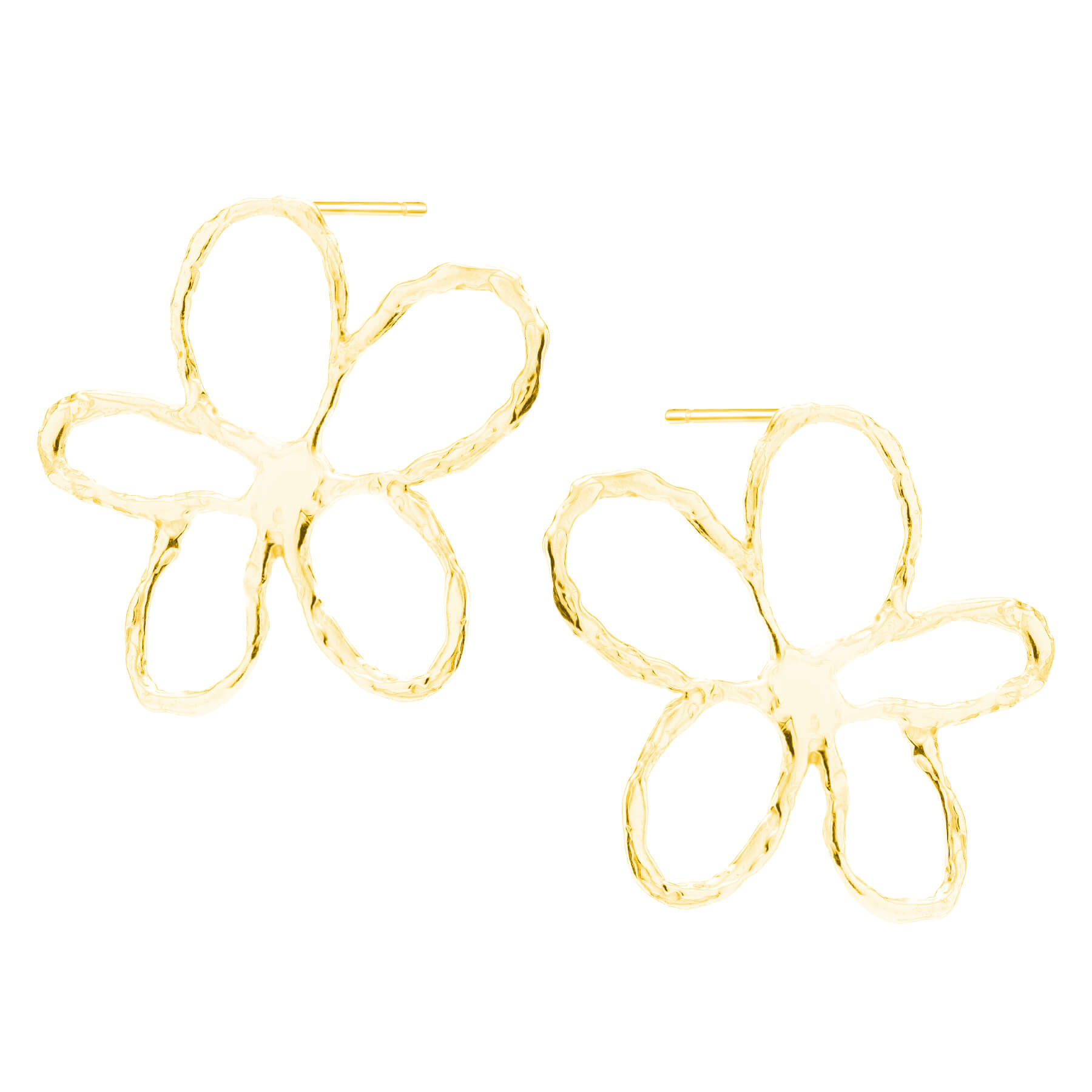 Kolczyki srebrne pozłacane kwiaty duże na jasnym tle