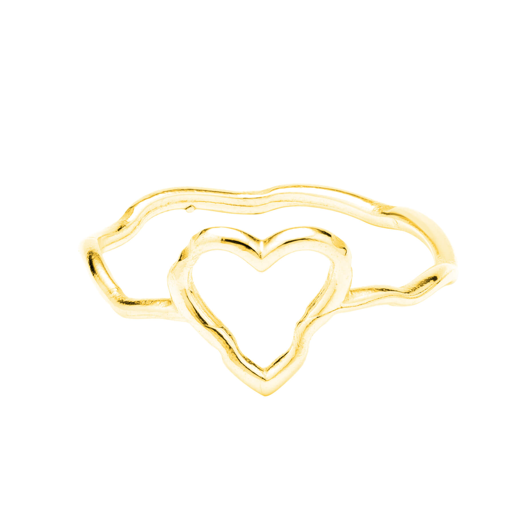 Pozłacany pierścionek serduszko srebro na jasnym tle