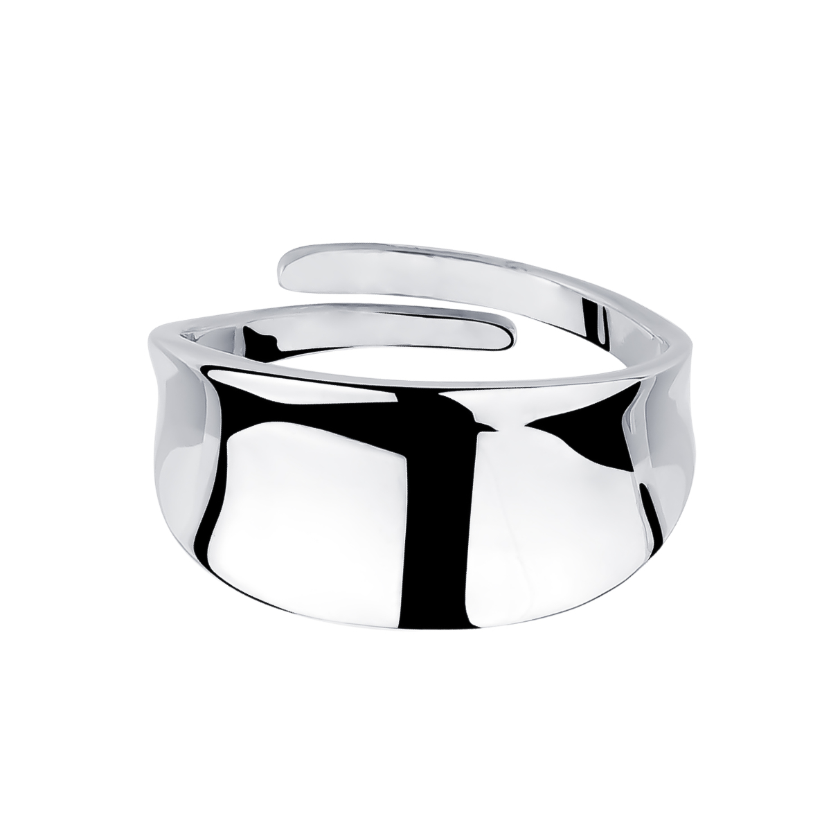 Srebrny pierścionek wklęsły regulowany na jasnym tle